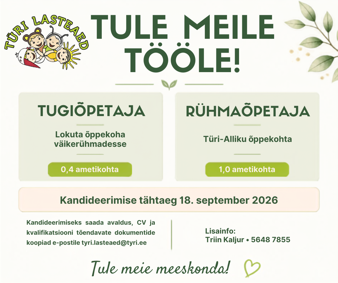 Türi Lasteaed lihtsam töökuulutus